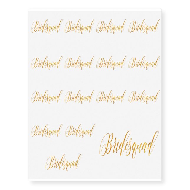 Golden Glamour Flowing Custom Script Temporary Tattoos (Front)