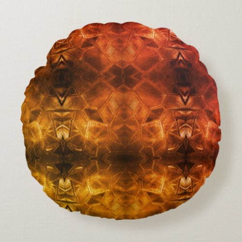 Golden Glass Handsome Warm Colors Texture Look Round Pillow