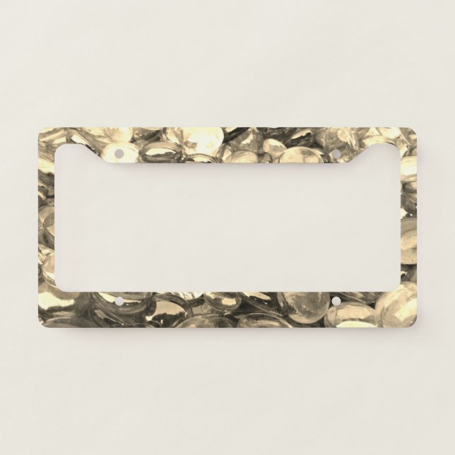 Golden Glass Stones License Plate Frame (Front)