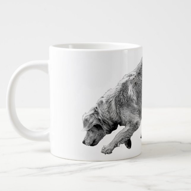 Golden Glide in Soft Winter Tones Giant Coffee Mug (Left)