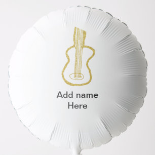 Golden glitter acoustic guitar add name doodle balloon