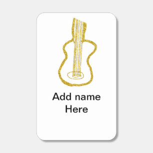 Golden glitter acoustic guitar add name doodle matchboxes