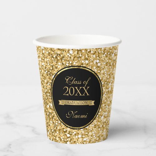 Golden Glitter And Black Frame Paper Cup