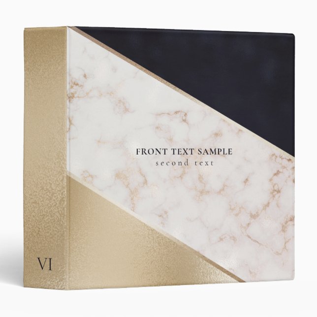 Golden Glitter And Marbled 3 Ring Binder (Front/Spine)