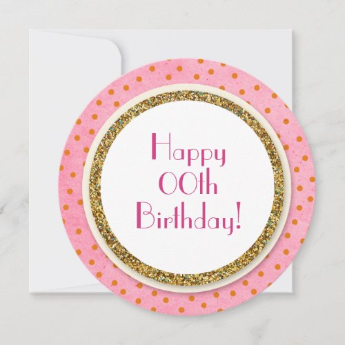 Golden GLITTER Any Birthday Personalized balloon Holiday Card