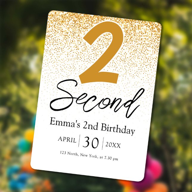 golden glitter baby 2nd birthday invitations card (golden glitter baby 2nd birthday invitations card)
