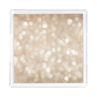 Golden glitter, blurred Christmas background. Acrylic Tray