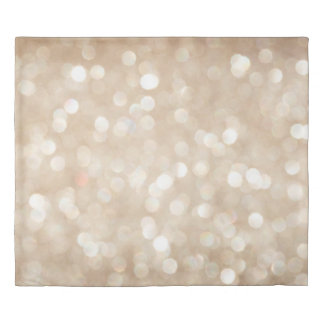Golden glitter, blurred Christmas background. Duvet Cover