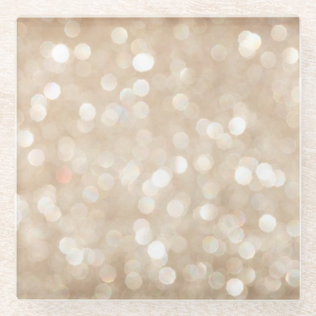 Golden glitter, blurred Christmas background. Glass Coaster (Front)