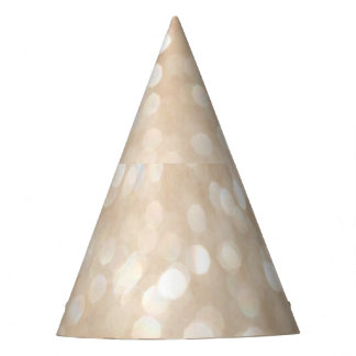 Golden glitter, blurred Christmas background. Party Hat