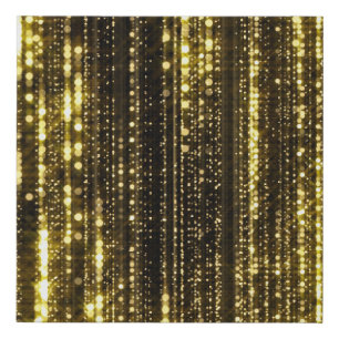 Golden Glitter: Bokeh Particles Background Faux Canvas Print