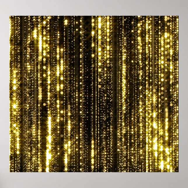 Golden Glitter: Bokeh Particles Background Poster (Front)