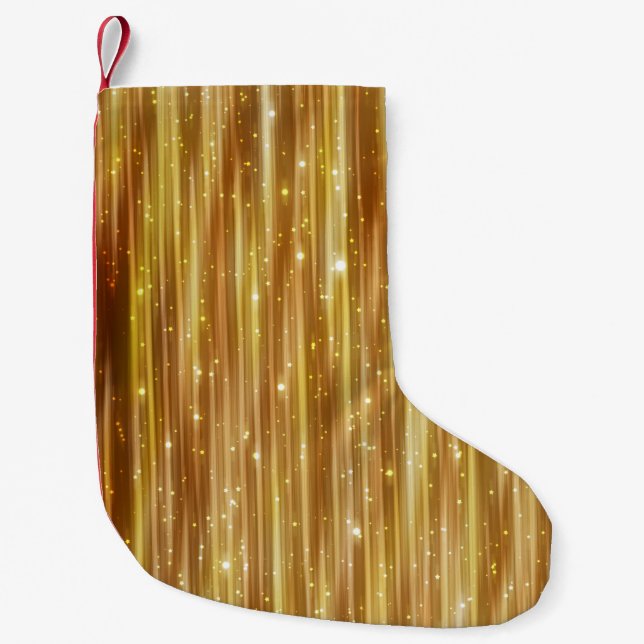 Golden Glitter: Bright Abstract Background. Small Christmas Stocking (Front)