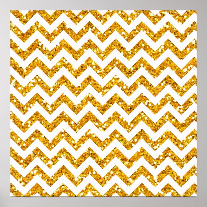 Golden Glitter Chevron Pattern Print