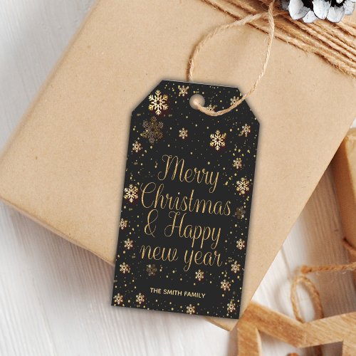 Golden Glitter Christmas Gift Tags