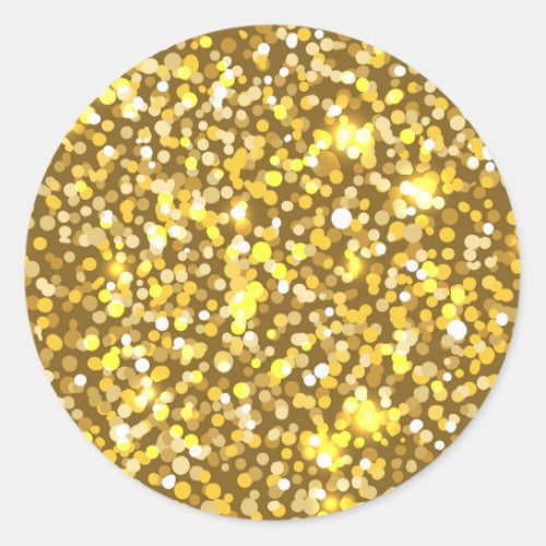 Golden glitter classic round sticker