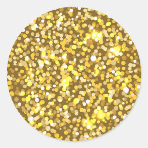 Golden glitter classic round sticker