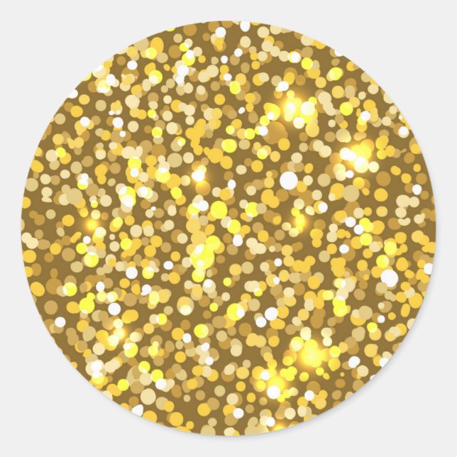Golden glitter classic round sticker (Front)