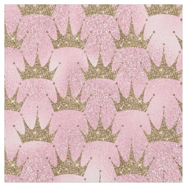 Golden Glitter Crown  Fabric (Close Up)