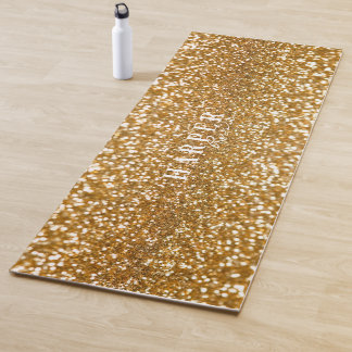 Golden Glitter Custom Name Yoga Mat