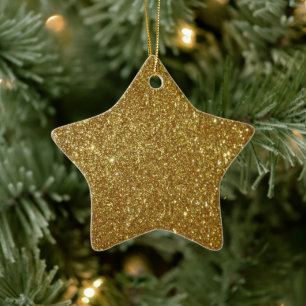 Golden Glitter Digital Print Ceramic Ornament