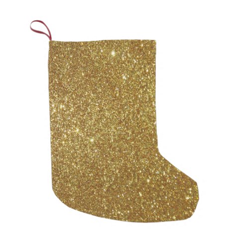 Golden Glitter Digital Print Small Christmas Stocking