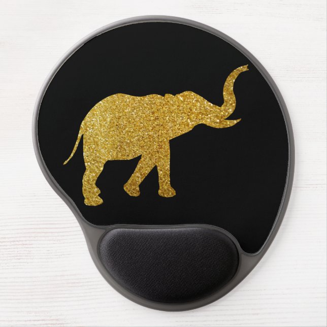 Golden Glitter Elephant Gel Mouse Pad (Front)