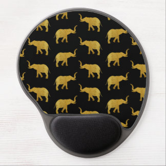 Golden Glitter Elephants Gel Mouse Pad