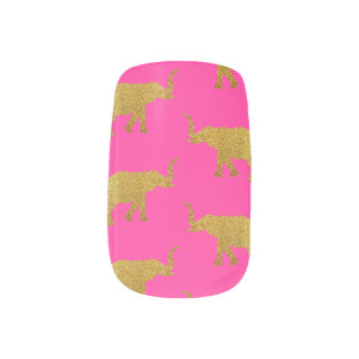 Golden Glitter Elephants Minx Nail Wraps
