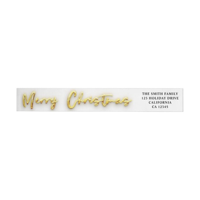 Golden Glitter  Festive Holiday Merry Christmas  Wrap Around Label (Individual)