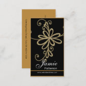 Golden Glitter Flower Vertical Business Cards (Front/Back)
