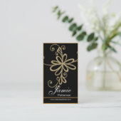 Golden Glitter Flower Vertical Business Cards (Standing Front)
