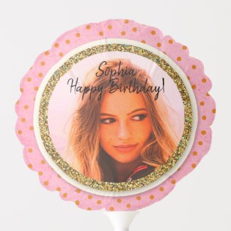 Golden GLITTER frame + Custom Photo Balloon