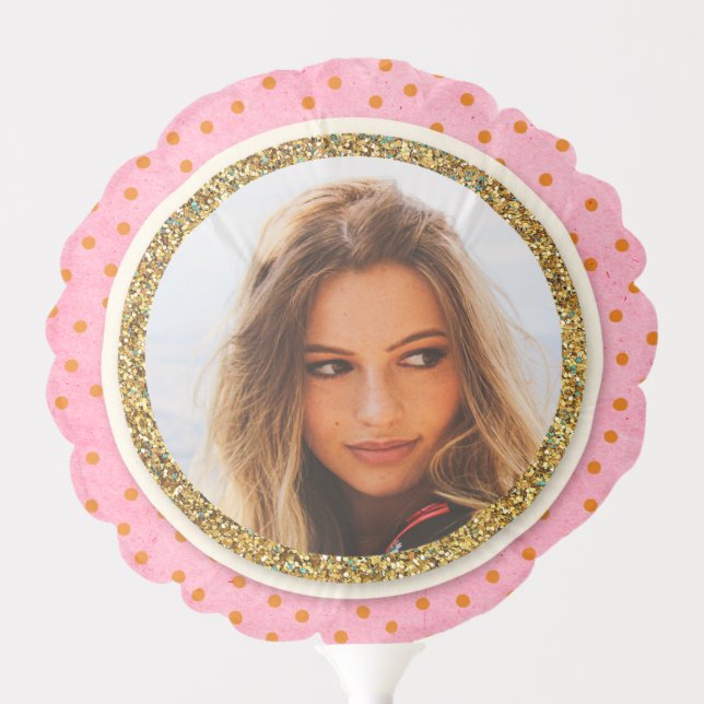 Golden GLITTER frame + Custom Photo Balloon (Front)