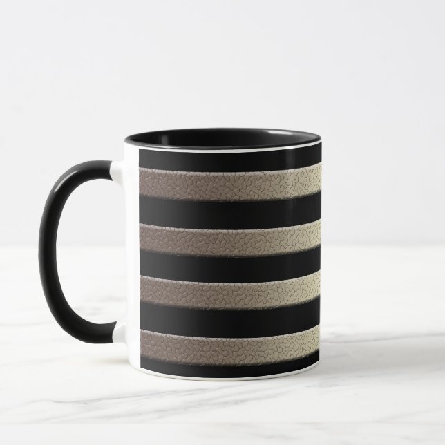 Golden glitter gradient striped lined stripes blac mug (Left)