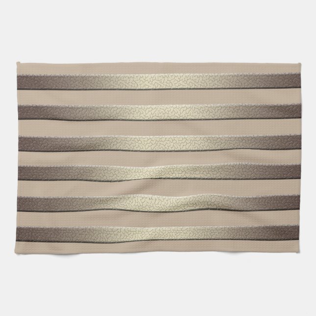 Golden glitter gradient striped lined stripes bron kitchen towel (Horizontal)