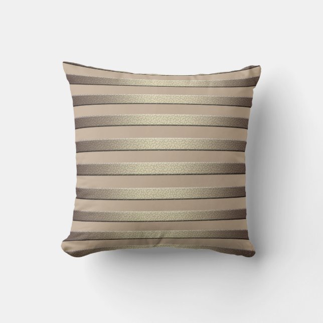 Golden glitter gradient striped lined stripes bron throw pillow (Front)