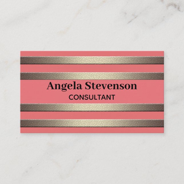 Golden glitter gradient striped lined stripes cora business card (Front)