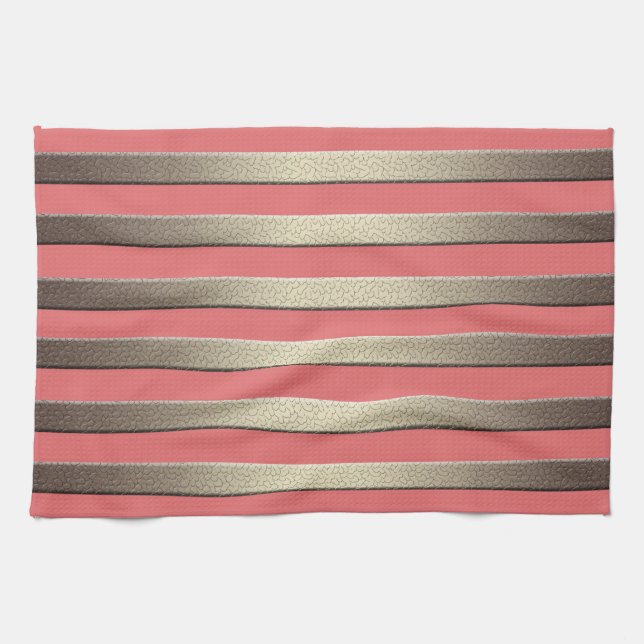 Golden glitter gradient striped lined stripes cora kitchen towel (Horizontal)