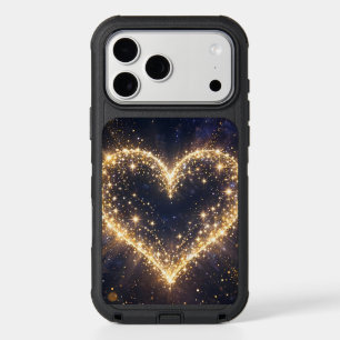 Golden Glitter Heart Phone Case - Romantic Sparkle