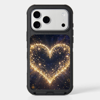 Golden Glitter Heart Phone Case - Romantic Sparkle