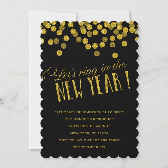 Golden Glitter Holiday Party Invitation (Front)