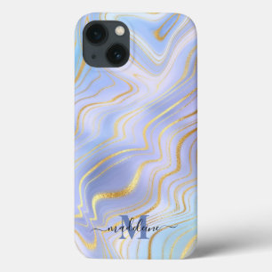 Golden Glitter Iridescent Marble Agate Case-Mate i iPhone 13 Case