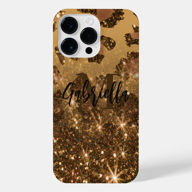 Golden Glitter Leopard Print iPhone Case (Back)
