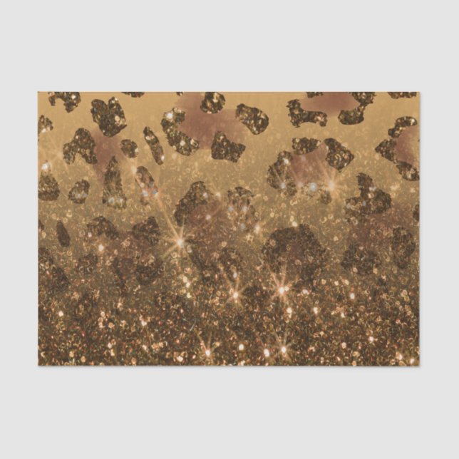 Golden Glitter Leopard Print Tissue Paper (Front)