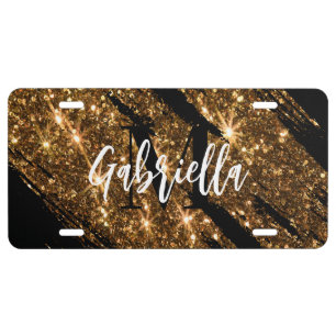 Golden Glitter License Plate