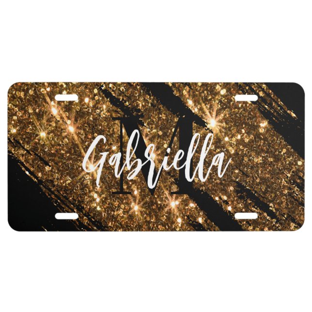 Golden Glitter License Plate (Front)