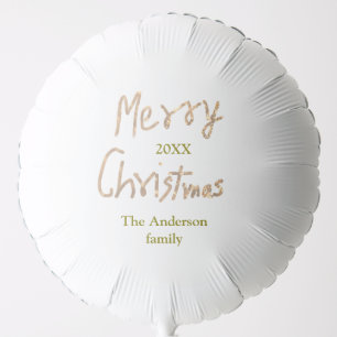 Golden glitter merry christmas add family name yea balloon