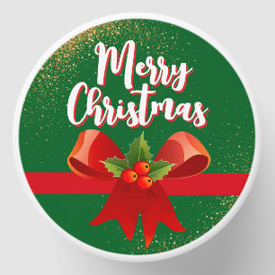 Golden Glitter Merry Christmas Red Bow Mini Candle Favors