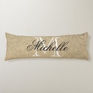 Golden Glitter Monogram Body Pillow